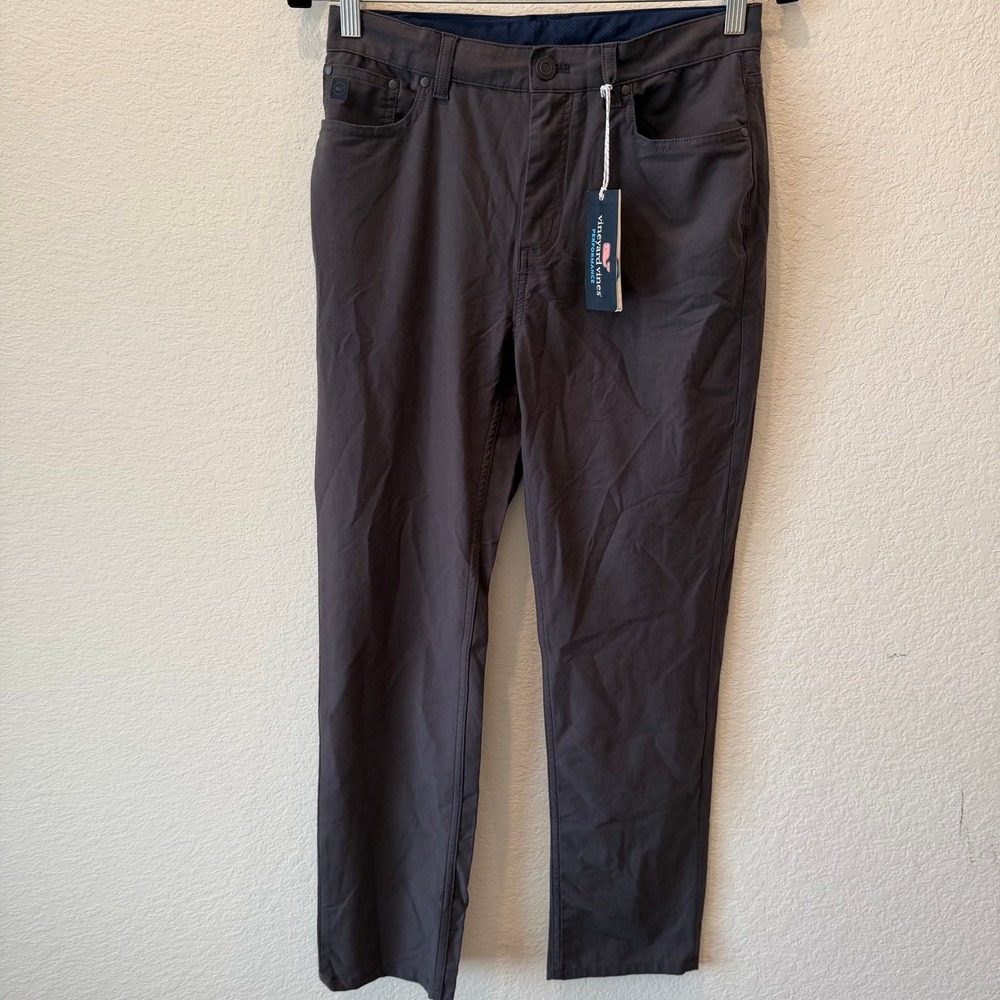 Vineyard Vines Boys OTG Canvas 5 Pkt Performance Pants Dark Night Grey 16 NEW